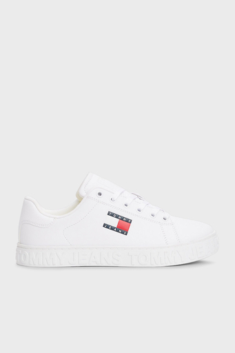 Tommy Jeans Logolu Deri Karışımlı Kalın Tabanlı Sneaker Bayan Ayakkabı EN0EN02703 YBS BEYAZ - 1