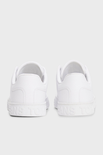 Tommy Jeans Logolu Deri Karışımlı Kalın Tabanlı Sneaker Bayan Ayakkabı EN0EN02703 YBS BEYAZ - 6