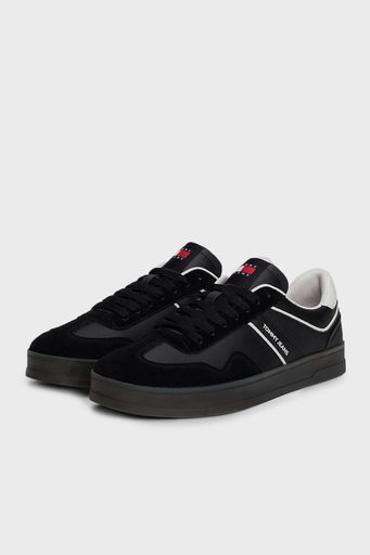 Tommy Jeans Logolu Deri Karışımlı Sneaker Erkek Ayakkabı EM0EM01462 BDS SİYAH - 4