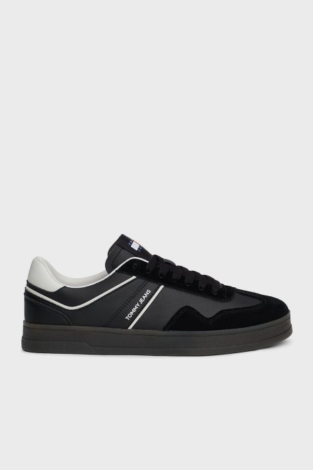 Tommy Jeans Logolu Deri Karışımlı Sneaker Erkek Ayakkabı EM0EM01462 BDS SİYAH - 8