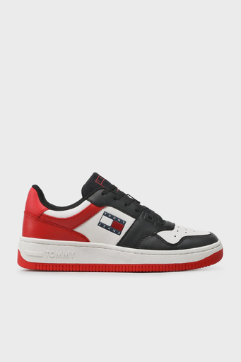 Tommy Jeans Logolu Deri Sneaker Erkek Ayakkabı EM0EM01162 XNL KIRMIZI - 1