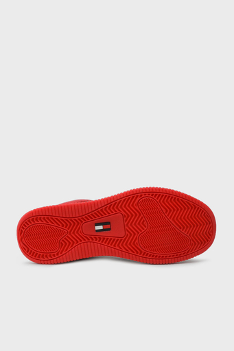 Tommy Jeans Logolu Deri Sneaker Erkek Ayakkabı EM0EM01162 XNL KIRMIZI - 3