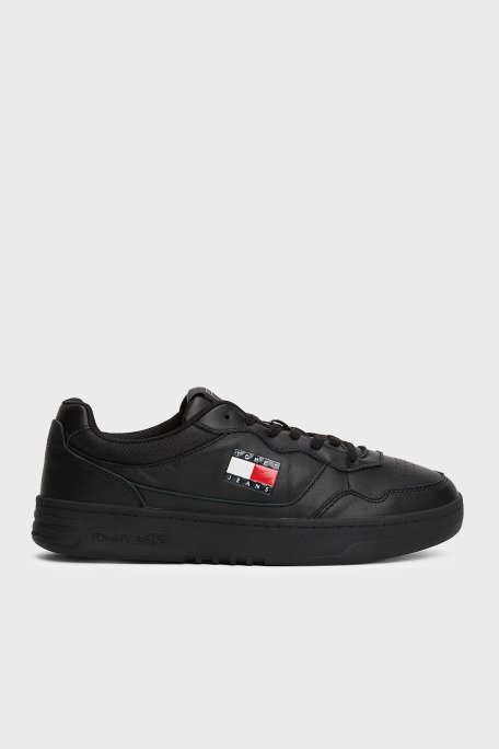 Tommy Jeans Logolu Deri Sneaker Erkek Ayakkabı EM0EM01443 BDS SİYAH - 8