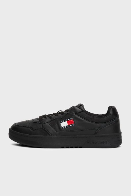 Tommy Jeans Logolu Deri Sneaker Erkek Ayakkabı EM0EM01443 BDS SİYAH - 11