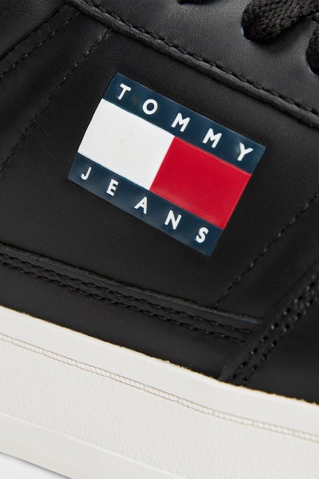 Tommy Jeans Logolu Deri Sneaker Erkek Ayakkabı EM0EM01574 BDS SİYAH - 6