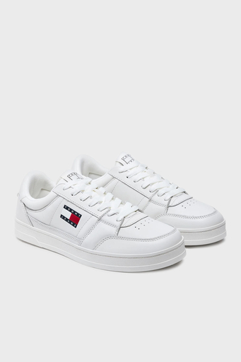 Tommy Jeans Logolu Deri Sneaker Erkek Ayakkabı EM0EM01574 YBL BEYAZ