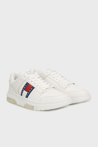 Tommy Jeans - Tommy Jeans Logolu Deri Sneaker Erkek Ayakkabı EM0EM01576 TCR EKRU (1)