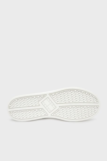 Tommy Jeans Logolu Deri Sneaker Erkek Ayakkabı EM0EM01596 0G1 BEYAZ-LACİVERT - 12