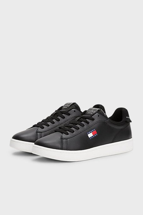 Tommy Jeans Logolu Deri Sneaker Erkek Ayakkabı EM0EM01596 BDS SİYAH - 10