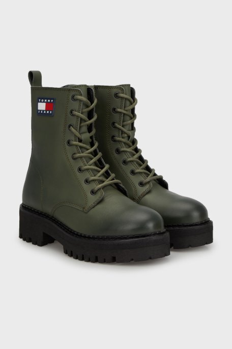 Tommy Jeans Logolu Fermuarlı Postal Bayan Bot EN0EN02628 M00 YEŞİL - 2