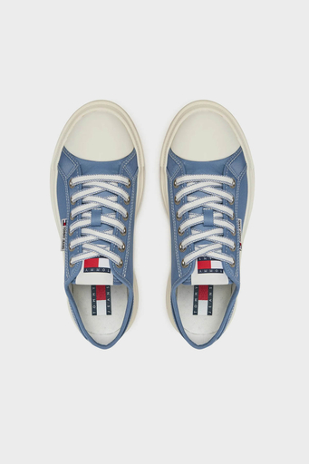 Tommy Jeans Logolu Kalın Tabanlı Sneaker Bayan Ayakkabı EN0EN02713 C33 BEYAZ-MAVİ - 3