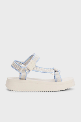 Tommy Jeans Logolu Platform Taban Cirtlı Bayan Sandalet EN0EN02747 ACG BEJ - 1