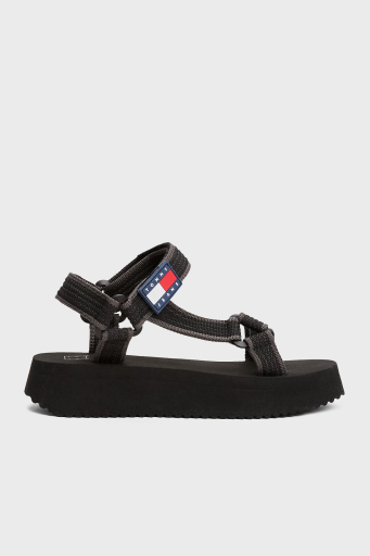 Tommy Jeans Logolu Platform Taban Cirtlı Bayan Sandalet EN0EN02747 BDS SİYAH - 1