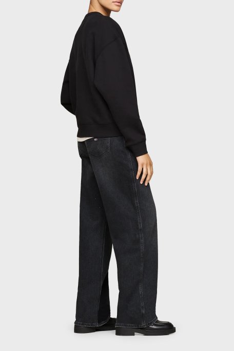 Tommy Jeans Pamuk Karışımlı Relaxed Fit Bisiklet Yaka Logolu Bayan Sweat DW0DW19845 BDS SİYAH - 3