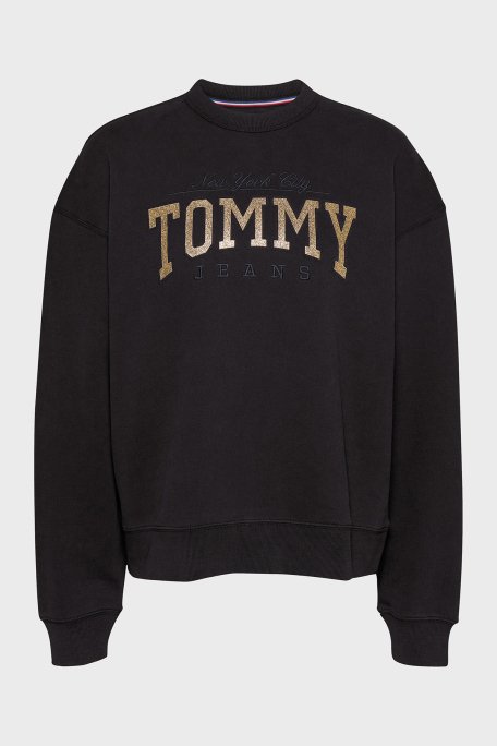 Tommy Jeans Pamuk Karışımlı Relaxed Fit Bisiklet Yaka Logolu Bayan Sweat DW0DW19845 BDS SİYAH - 5