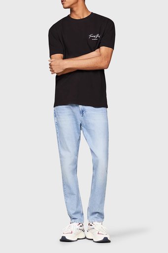 Tommy Jeans Pamuklu Bisiklet Yaka Erkek T Shirt DM0DM18518 BDS SİYAH - 2
