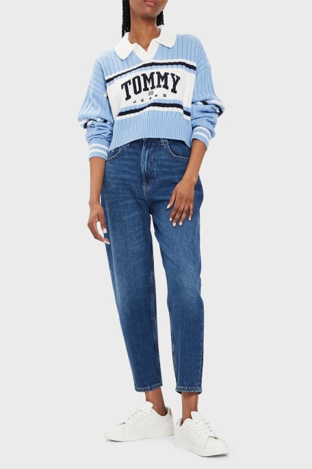 Tommy Jeans Pamuklu Mom Fit Yüksek Bel Jeans Bayan Kot Pantolon DW0DW19244 1BK LACİVERT - 7