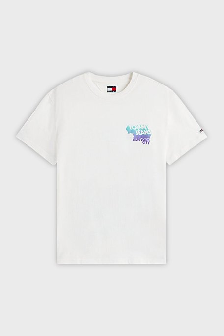 Tommy Jeans Pamuklu Regular Fit Bisiklet Yaka Sırtta Logo Detaylı Erkek T Shirt DM0DM21589 YBL BEYAZ - 5