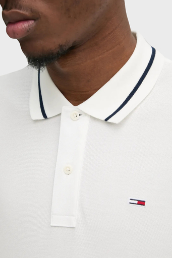 Tommy Jeans Pamuklu Regular Fit Düğmeli Erkek Polo Yaka T Shirt DM0DM20745 YBL BEYAZ - 5