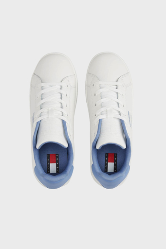 Tommy Jeans Platform Deri Sneaker Bayan Ayakkabı EN0EN02518 C33 BEYAZ-MAVİ - 4