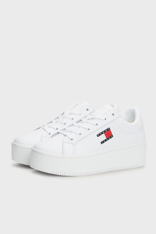 Tommy Jeans - Tommy Jeans Platform Deri Sneaker Bayan Ayakkabı EN0EN02518 YBS BEYAZ (1)