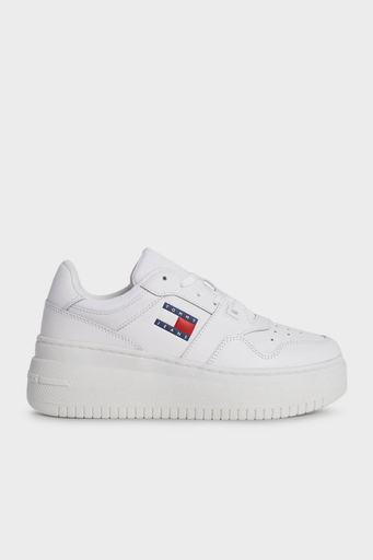 Tommy Jeans Retro Platform Deri Sneaker Bayan Ayakkabı EN0EN02506 YBS BEYAZ - 1