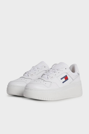 Tommy Jeans - Tommy Jeans Retro Platform Deri Sneaker Bayan Ayakkabı EN0EN02506 YBS BEYAZ (1)