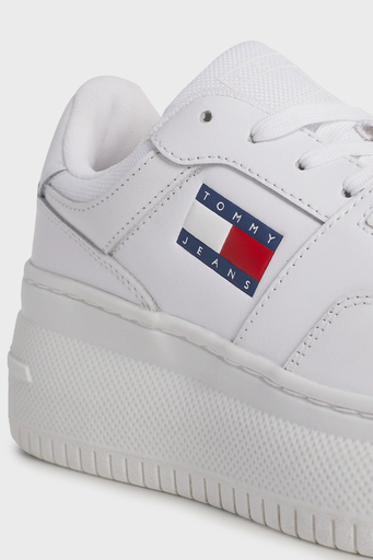 Tommy Jeans Retro Platform Deri Sneaker Bayan Ayakkabı EN0EN02506 YBS BEYAZ - 4
