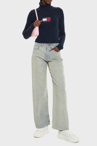 Tommy Jeans Slim Fit Balıkçı Yaka Örme Bayan Kazak DW0DW18678 DRO LACİVERT - 3
