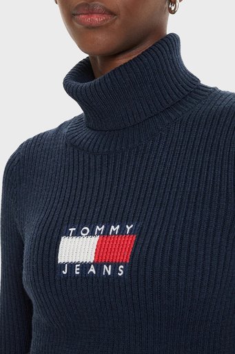 Tommy Jeans Slim Fit Balıkçı Yaka Örme Bayan Kazak DW0DW18678 DRO LACİVERT - 4