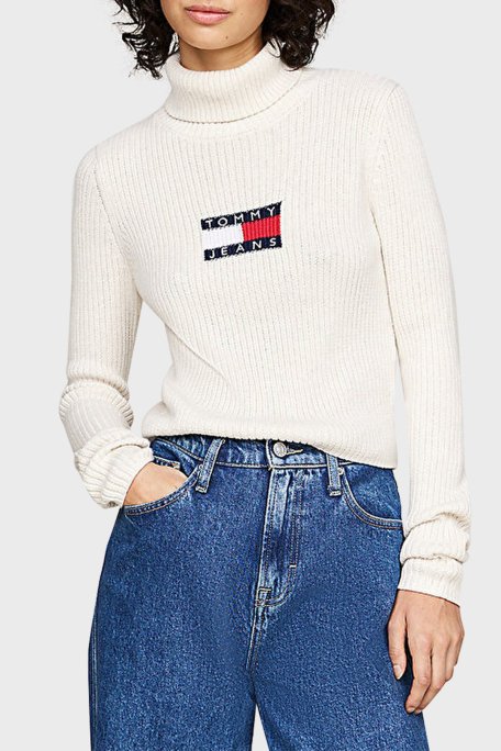 Tommy Jeans Slim Fit Balıkçı Yaka Örme Bayan Kazak DW0DW18678 HCV KAHVE - 1