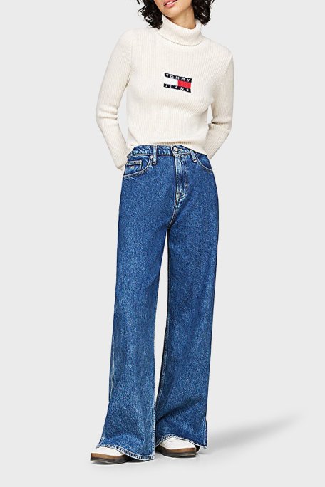 Tommy Jeans Slim Fit Balıkçı Yaka Örme Bayan Kazak DW0DW18678 HCV KAHVE - 4
