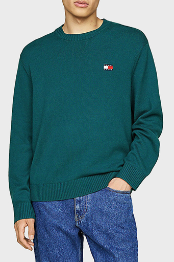 Tommy Jeans Yün Karışımlı Regular Fit Bisiklet Yaka Erkek Kazak DM0DM20706 CWG KOYU YEŞİL - 1
