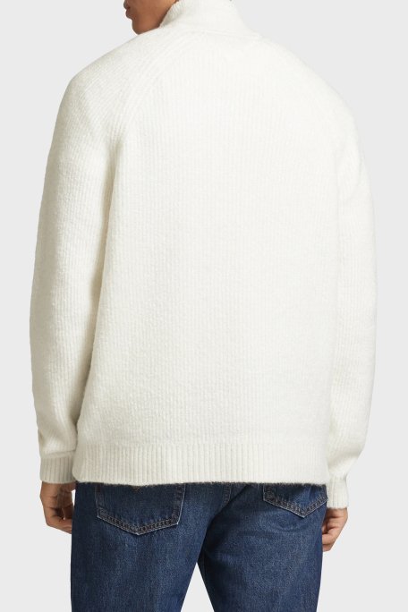 Tommy Jeans Yün Karışımlı Regular Fit Yarım Fermuarlı Dik Yaka Erkek Sweat DM0DM19437 YBH BEYAZ - 3