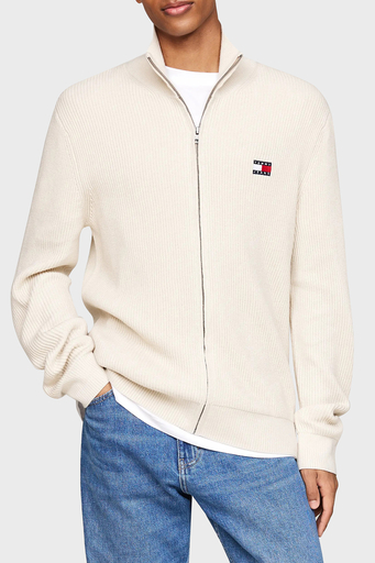 Tommy Jeans Yün Karışımlı Slim Fit Dik Yaka Fermuarlı Erkek Sweat DM0DM19435 ACG BEJ - 6