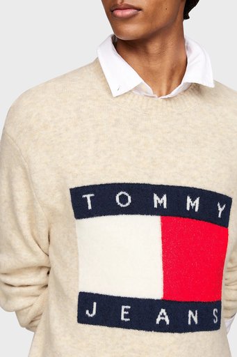 Tommy Jeans Yünlü Regular Fit Bisiklet Yaka Erkek Kazak DM0DM19442 ACG BEJ - 4