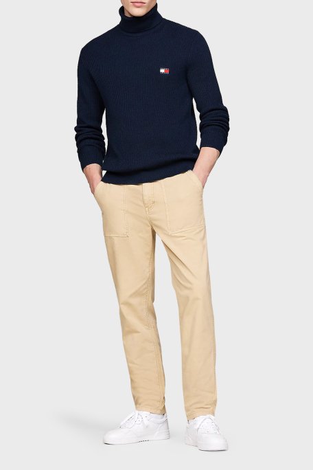 Tommy Jeans Yünlü Slim Fit Balıkçı Yaka Erkek Kazak DM0DM19434 C1G LACİVERT - 3