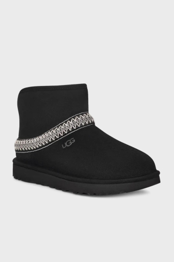 Ugg Hakiki Deri Logolu Katlanabilir Kürklü Bayan Bot 1158262 SİYAH - 10