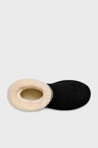 Ugg Klasik Mini Atherson İşlemeli Gerçek Yumuşak Tüylü Süet Bayan Bot 1158281 SİYAH - 5