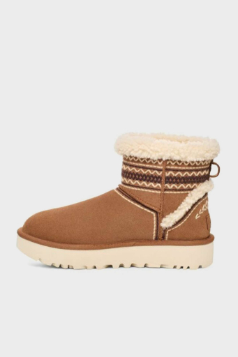 Ugg Klasik Mini Atherson İşlemeli Gerçek Yumuşak Tüylü Süet Bayan Bot 1158281 TABA - 9