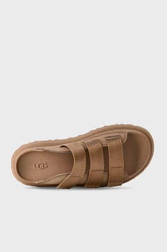 Ugg Logolu 3 Bantlı Cırtlı Kalın Taban Bayan Terlik 1167430 Koyu Kum - 5