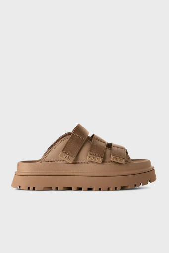 Ugg Logolu 3 Bantlı Cırtlı Kalın Taban Bayan Terlik 1167430 Koyu Kum - 6