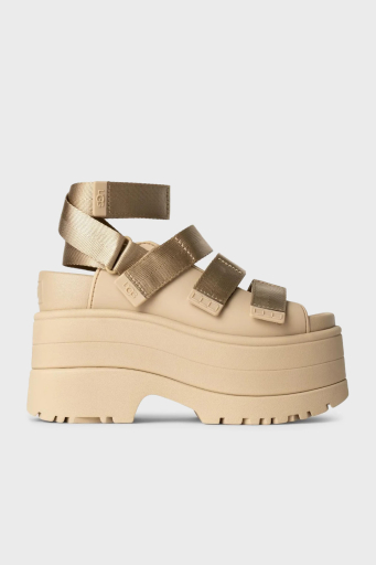 Ugg Logolu Platform Taban Cırtlı Bayan Sandalet 1167431 HARDAL - 1