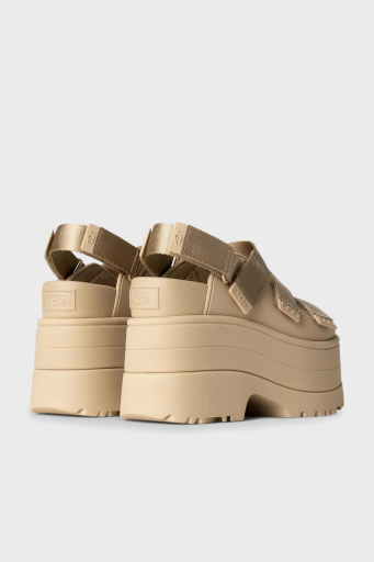 Ugg Logolu Platform Taban Cırtlı Bayan Sandalet 1167431 HARDAL - 3