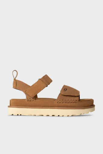 Ugg Logolu Süet Kalın Taban Cırtlı Bayan Sandalet 1136783 TABA - 6