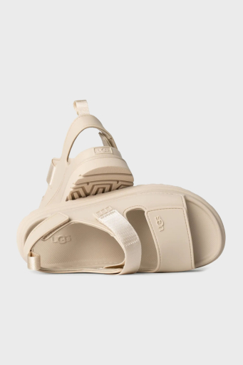 Ugg Logolu Tırtıklı Kalın Taban Cırtlı Bayan Sandalet 1152685 BEJ - 7