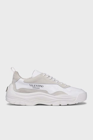 Valentino - Valentino Hakiki Deri Sneaker Erkek Ayakkabı XY2S0B17VRN0BO BEYAZ-GRİ
