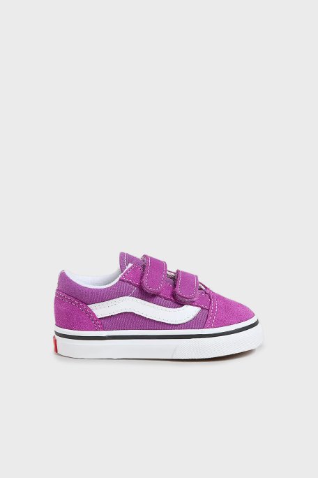 Vans Old Skool V Cırt Cırtlı Süet ve Kanvas Sneaker Unisex Çocuk Ayakkabı VN000CTGE2T1 MOR-BEYAZ - 1