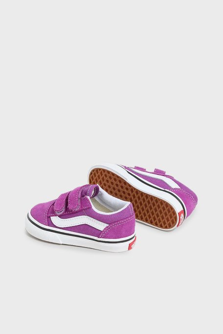Vans Old Skool V Cırt Cırtlı Süet ve Kanvas Sneaker Unisex Çocuk Ayakkabı VN000CTGE2T1 MOR-BEYAZ - 3