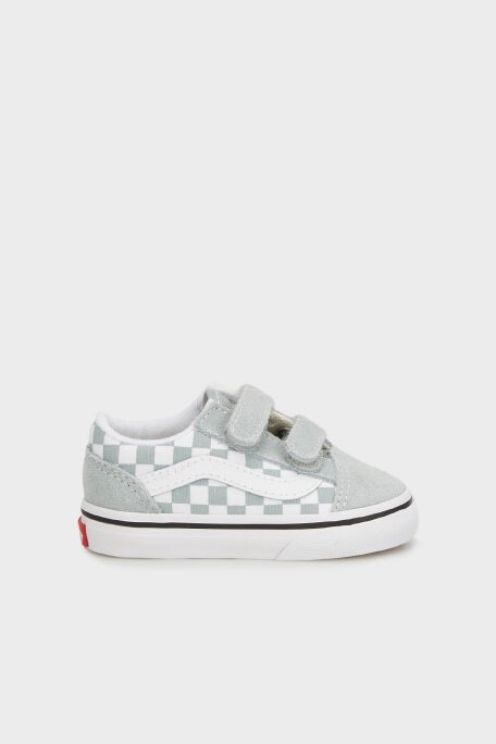 Vans Old Skool V Kareli Süet Sneaker Unisex Çocuk Ayakkabı VN0009RCEPO1 AÇIK YEŞİL-KREM - 1